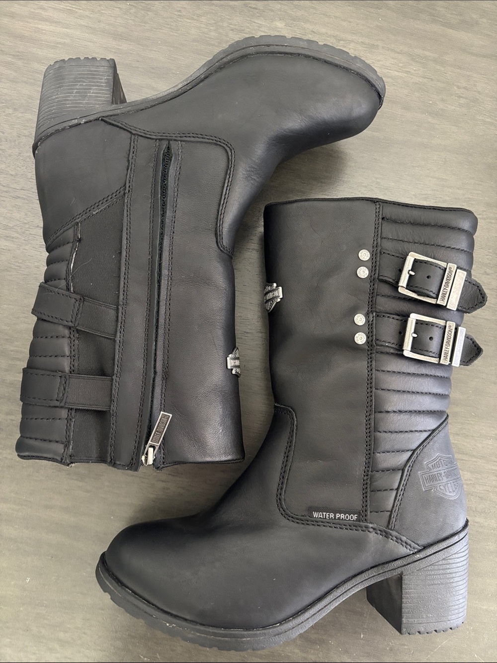 Harley-Davidson Black Kirkley Leather Waterproof Motorcycle Boots Size Women 7.5